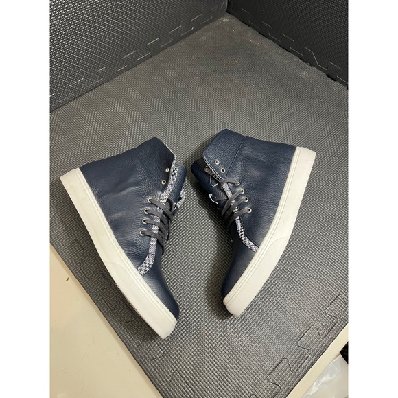 Sarah Flint Charlotte Sneaker in Navy Leather and Houndstooth Fabric 40 US 9-9.5 - Picture 5 of 9